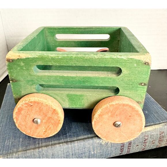 Toy Wooden Wagon Vintage Toy Antique Wood Wagon - Picture 5 of 7